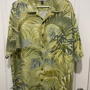 Tommy Bahama Olive and Sage Leaf Print Shirt
